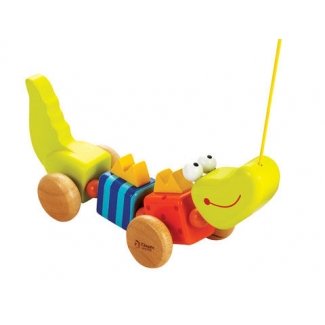 Gekleurde Krokodil - houten trek speelgoed