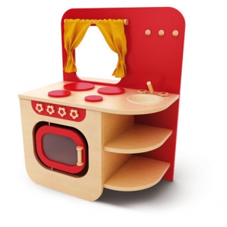 Het fornuis van de moderne speelkeuken voor de kinderopvang