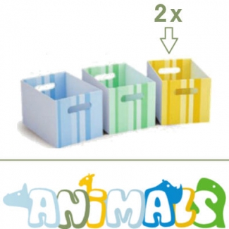   2 gele kartonnen laden tbv Giraffe - Animals kinderopvang meubilair