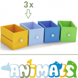  3 lichtblauwe laden tbv Hippo - Animals kinderopvang meubilair