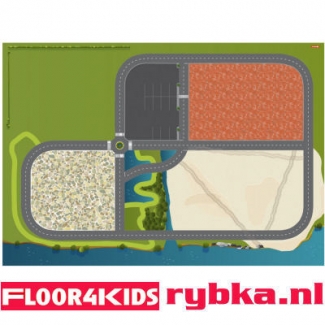  De grote bouwplaats - hygi&euml;nisch anti-allergie speelkleed van FLOOR4KIDS