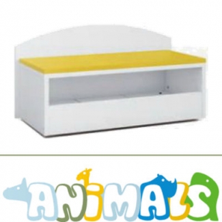 Verrijdbare bank met opbergruimte tbv Hippo & Elephant - Animals kinderopvang meubilair