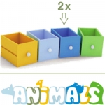  2 blauwe houten tbv Rhino - Animals kinderopvang meubilair