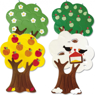    Vier Seizoenen Boom - Wandkleed