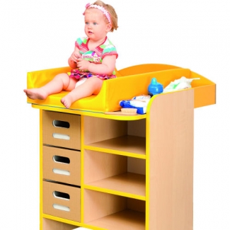   Aankleedmeubel voor aan de wand compleet met aankleedkussen en bijbehorende kast