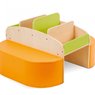   Biblio grote boekenbak met afgeronde foam poefjes