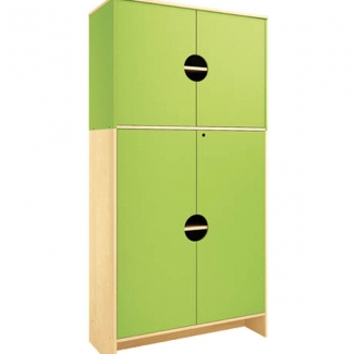  Modern hoge kast - Groen - Met 2 sets deuren (1 met slot) 