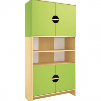  Modern hoge kast - Groen - Met 2 sets deuren 