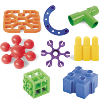    Opbergkast inclusief constructieblokken en voorbeeldkaarten