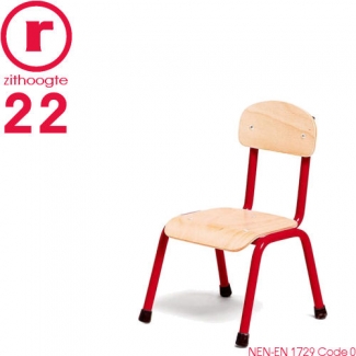 22cm lage, rode, stapelbare stoel met een stalen frame