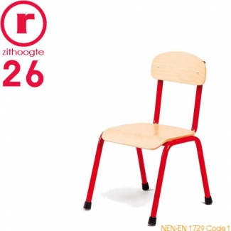 26cm lage, rode, stapelbare stoel met een stalen frame
