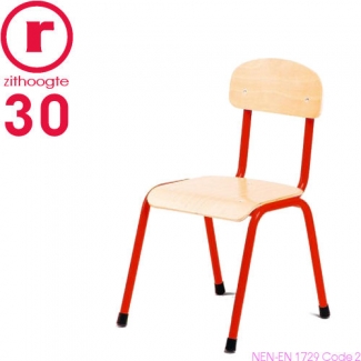 30cm lage, rode, stapelbare stoel met een stalen frame