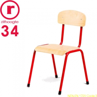 34cm lage, rode, stapelbare stoel met een stalen frame