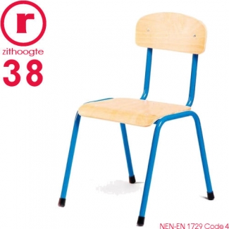 38cm lage, blauwe, stapelbare stoel met een stalen frame