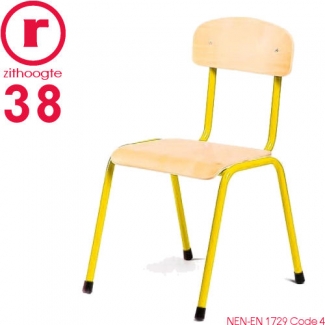 38cm lage, gele, stapelbare stoel met een stalen frame