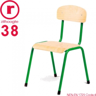 38cm lage, groene, stapelbare stoel met een stalen frame