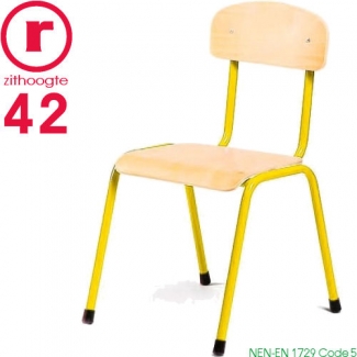 42cm lage, gele, stapelbare stoel met een stalen frame