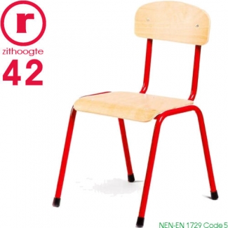 42cm lage, rode, stapelbare stoel met een stalen frame