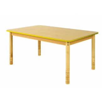 Rechthoekige lage tafel met een gele rand