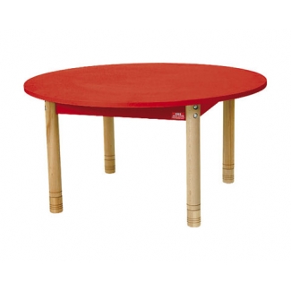 Ronde lage tafel met een rood blad