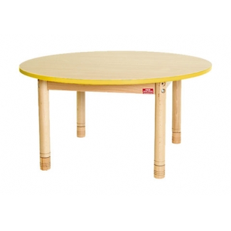 Ronde lage tafel met een gele rand