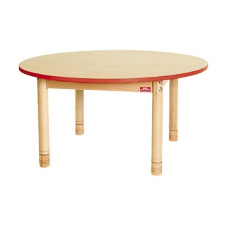 Ronde lage tafel met een rode rand
