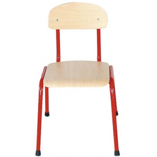 26cm lage, rode, stapelbare stoel met een stalen frame