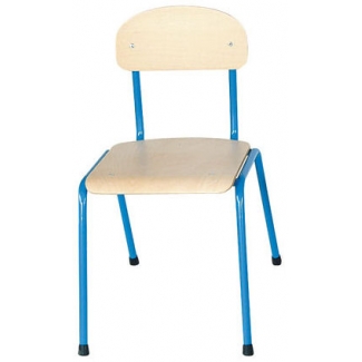 38cm lage, blauwe, stapelbare stoel met een stalen frame