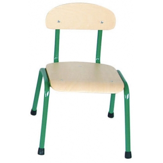 38cm lage, groene, stapelbare stoel met een stalen frame