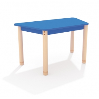 Trapezium lage tafel met een blauw blad