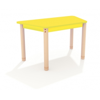 Trapezium lage tafel met een geel blad