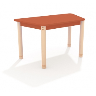 Trapezium lage tafel met een rood blad