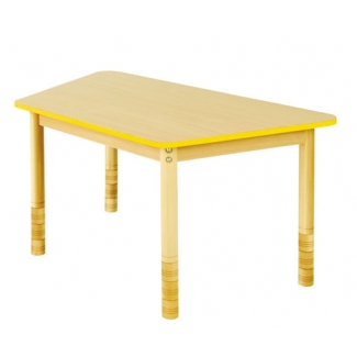 Trapezium lage tafel met een gele rand