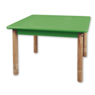 Vierkante lage tafel met een groen blad