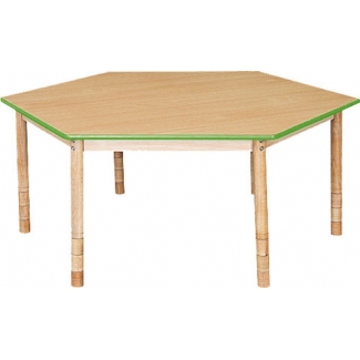 Zeshoekige lage tafel met een groene rand