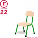 22cm lage, groene, stapelbare stoel met een stalen frame