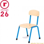 26cm lage, blauwe, stapelbare stoel met een stalen frame