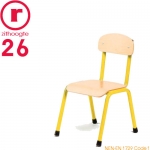 26cm lage, gele, stapelbare stoel met een stalen frame