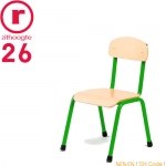 26cm lage, groene, stapelbare stoel met een stalen frame