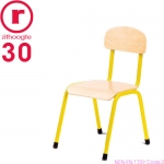 30cm lage, gele, stapelbare stoel met een stalen frame