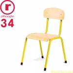 34cm lage, gele, stapelbare stoel met een stalen frame