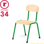 34cm lage, groene, stapelbare stoel met een stalen frame