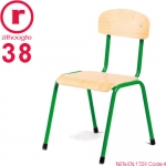 38cm lage, groene, stapelbare stoel met een stalen frame