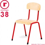 38cm lage, rode, stapelbare stoel met een stalen frame