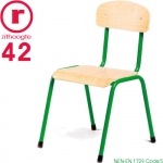 42cm lage, groene, stapelbare stoel met een stalen frame