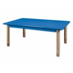 Rechthoekige lage tafel met een blauw blad