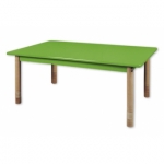 Rechthoekige lage tafel met een groen blad