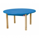 Ronde lage tafel met een blauw blad