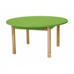 Ronde lage tafel met een groen blad