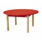 Ronde lage tafel met een rood blad